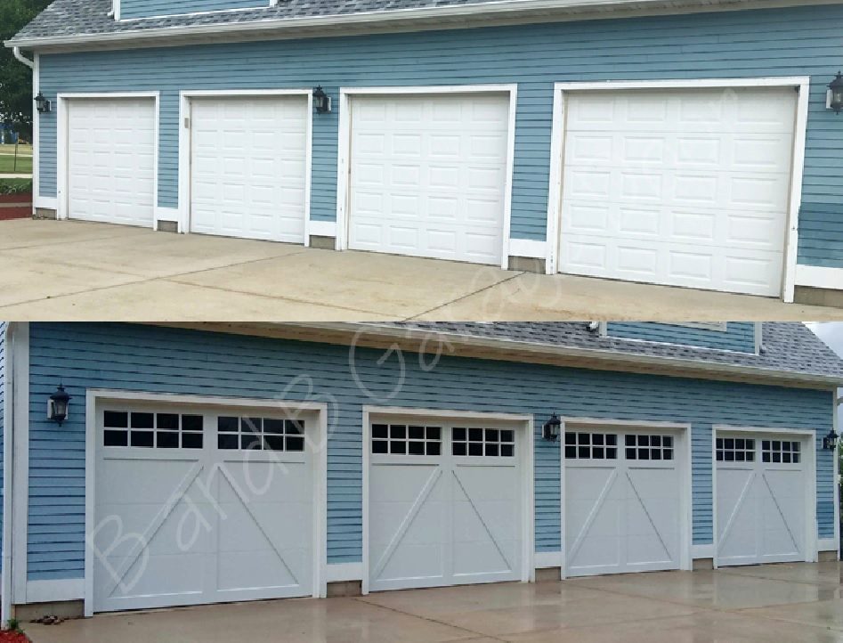 A vibrant blue modern residential garage door that adds a bold accent to a contemporary home design.